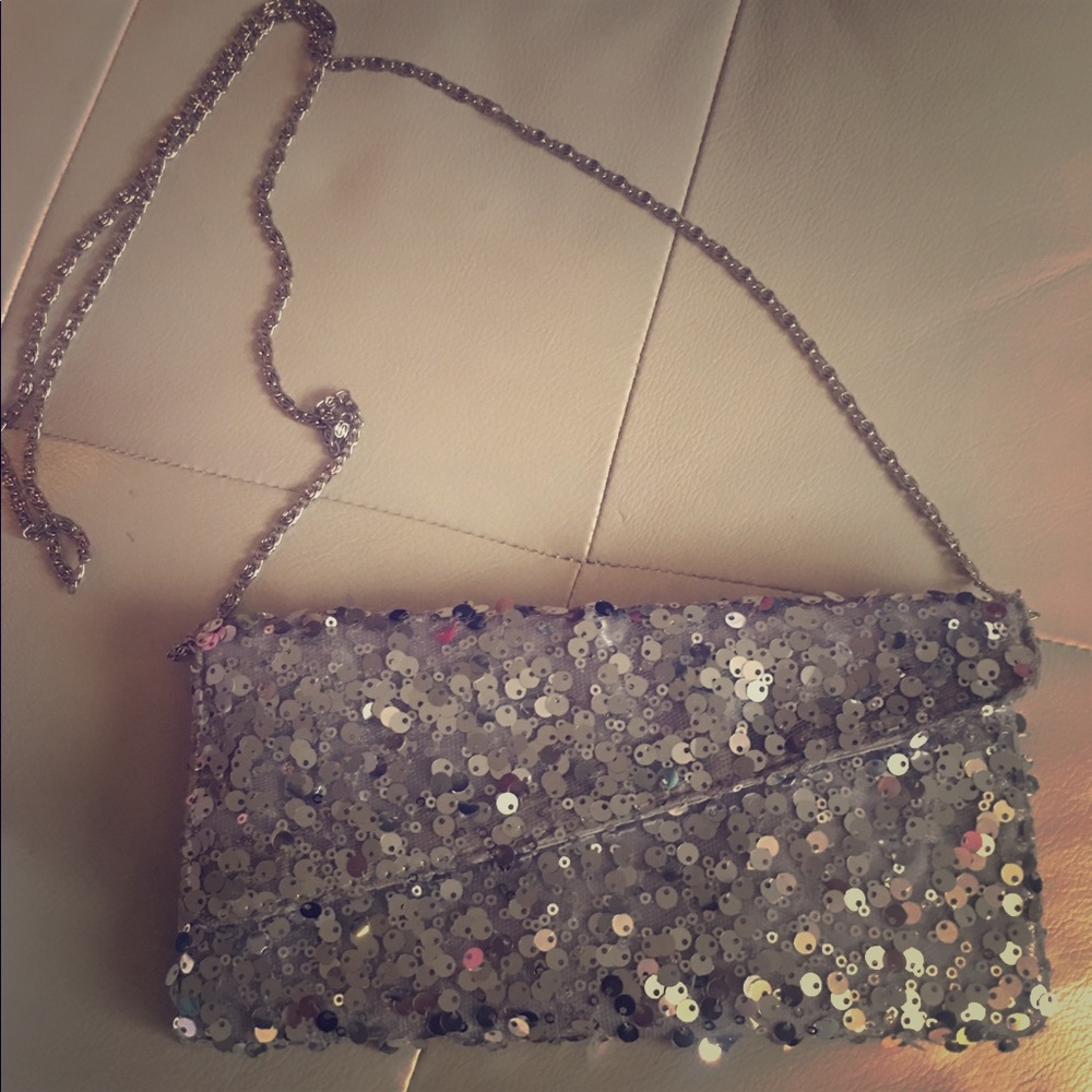 Sequin silver evening bag